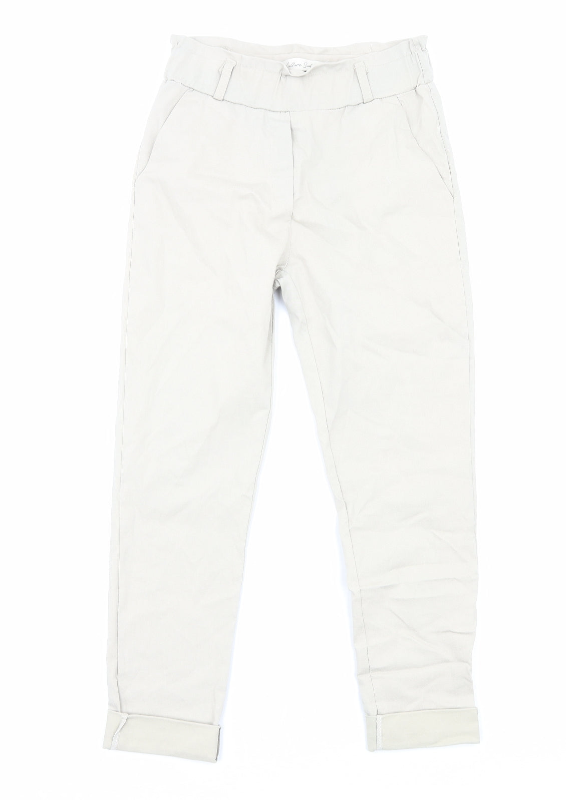 Culture Sud Womens Grey Herringbone Cotton Trousers Size S Regular