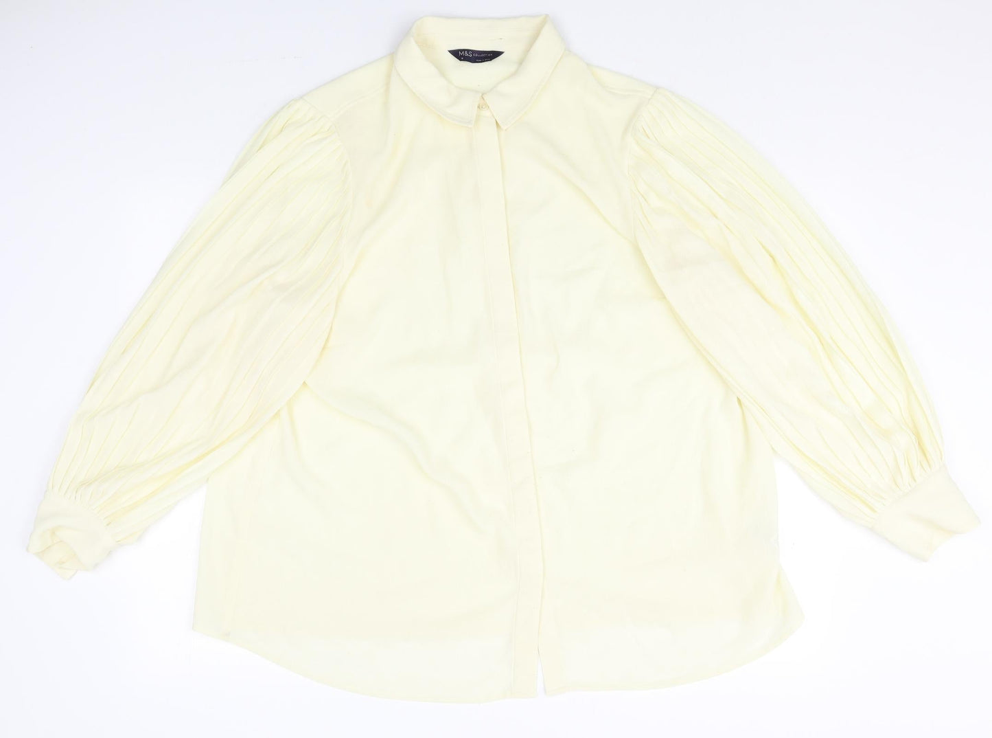 Womens UK Size 16 Marks and Spencer Yellow Basic Button-Up