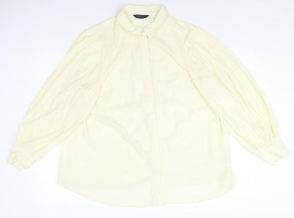 Womens UK Size 16 Marks and Spencer Yellow Basic Button-Up