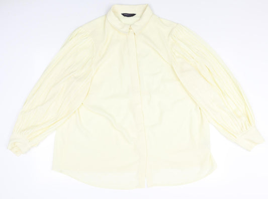 Womens UK Size 16 Marks and Spencer Yellow Basic Button-Up