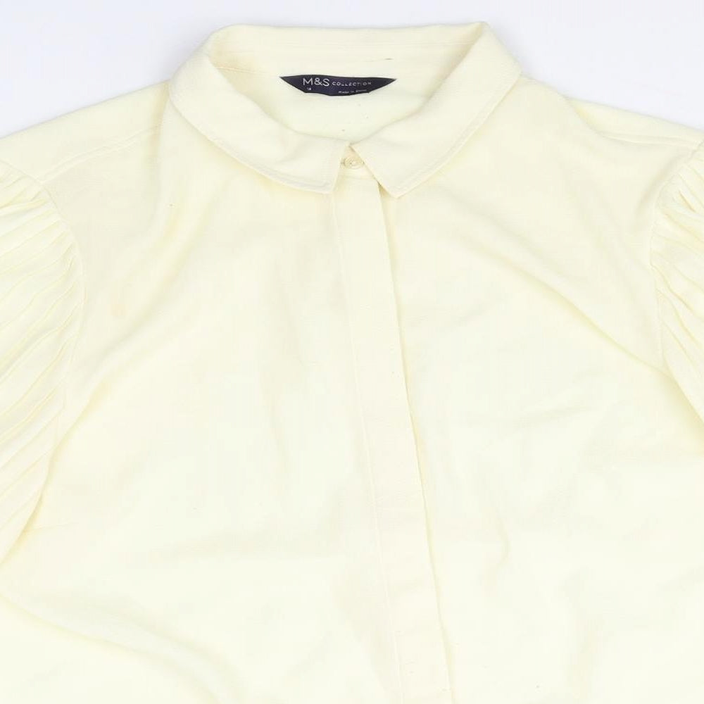 Womens UK Size 16 Marks and Spencer Yellow Basic Button-Up