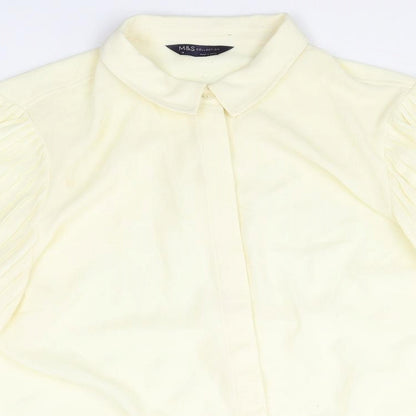 Womens UK Size 16 Marks and Spencer Yellow Basic Button-Up