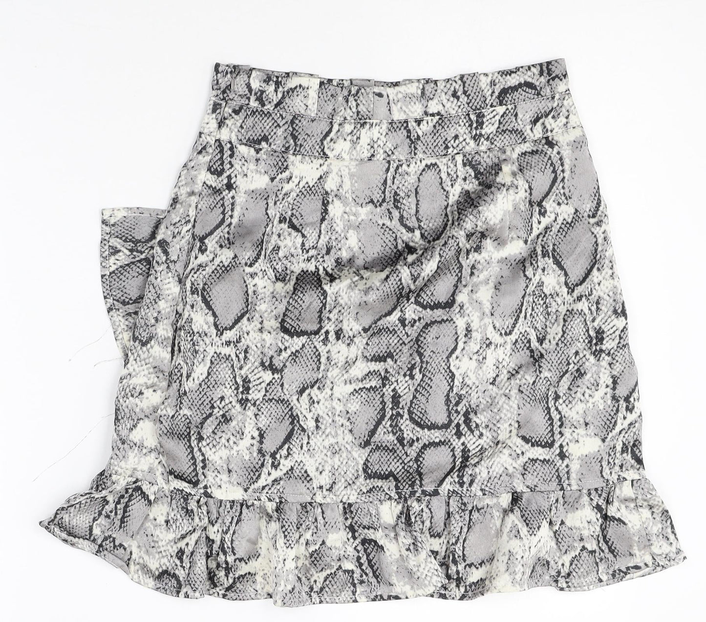 Boohoo Womens Multicoloured Animal Print Polyester Skater Skirt Size 6 Zip - Snakeskin Pattern