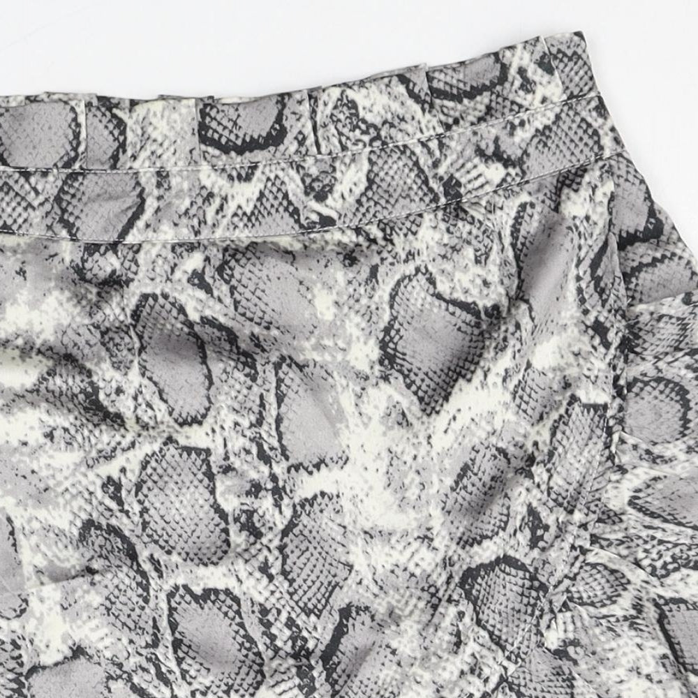 Boohoo Womens Multicoloured Animal Print Polyester Skater Skirt Size 6 Zip - Snakeskin Pattern
