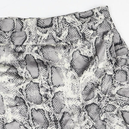 Boohoo Womens Multicoloured Animal Print Polyester Skater Skirt Size 6 Zip - Snakeskin Pattern