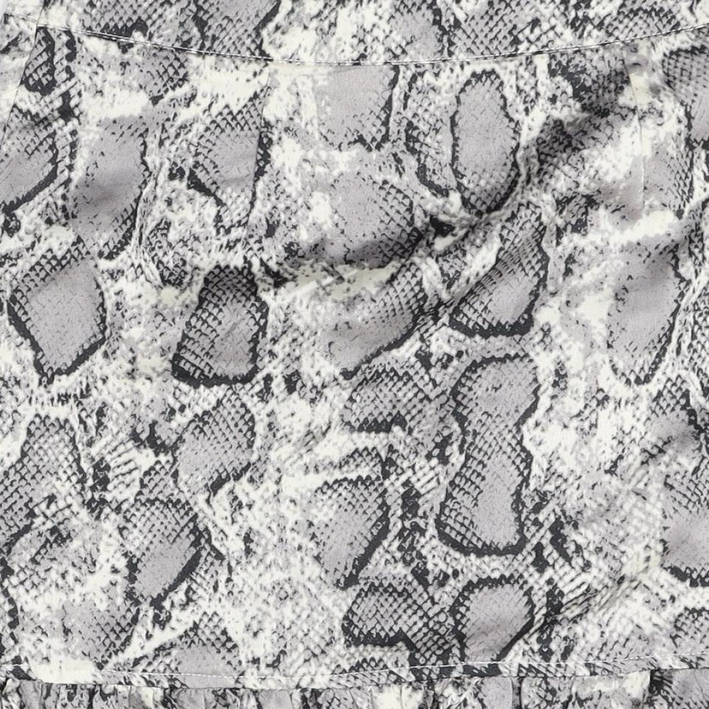 Boohoo Womens Multicoloured Animal Print Polyester Skater Skirt Size 6 Zip - Snakeskin Pattern
