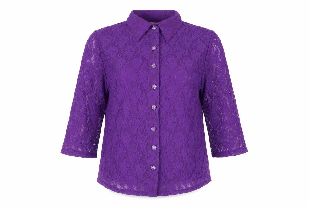 Womens UK Size 14 Michele Hope Purple Basic Button-Up
