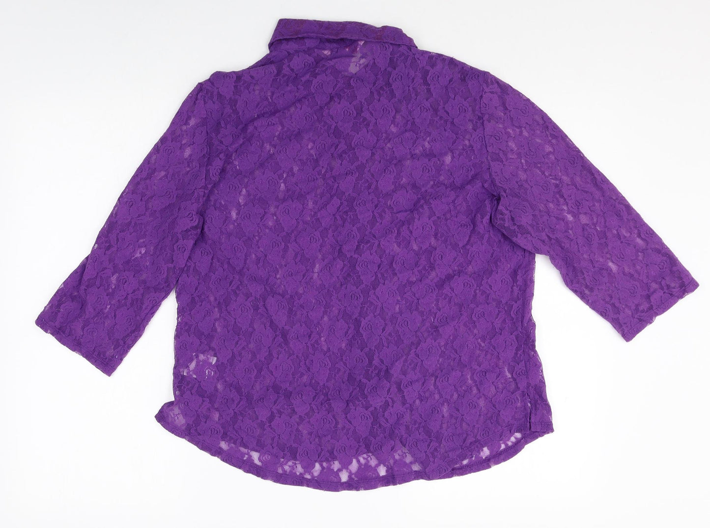 Womens UK Size 14 Michele Hope Purple Basic Button-Up
