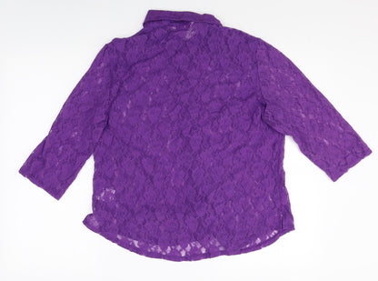 Womens UK Size 14 Michele Hope Purple Basic Button-Up