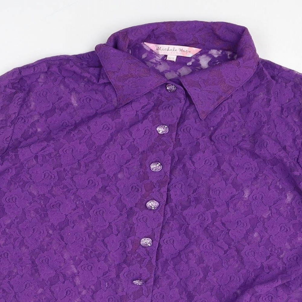Womens UK Size 14 Michele Hope Purple Basic Button-Up