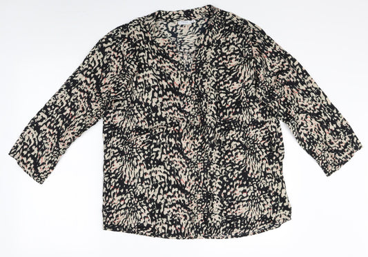 fransa Womens Multicoloured Geometric Viscose Basic Blouse Size M V-Neck