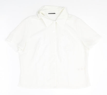 Womens UK Size 12 BHS White Basic Button-Up