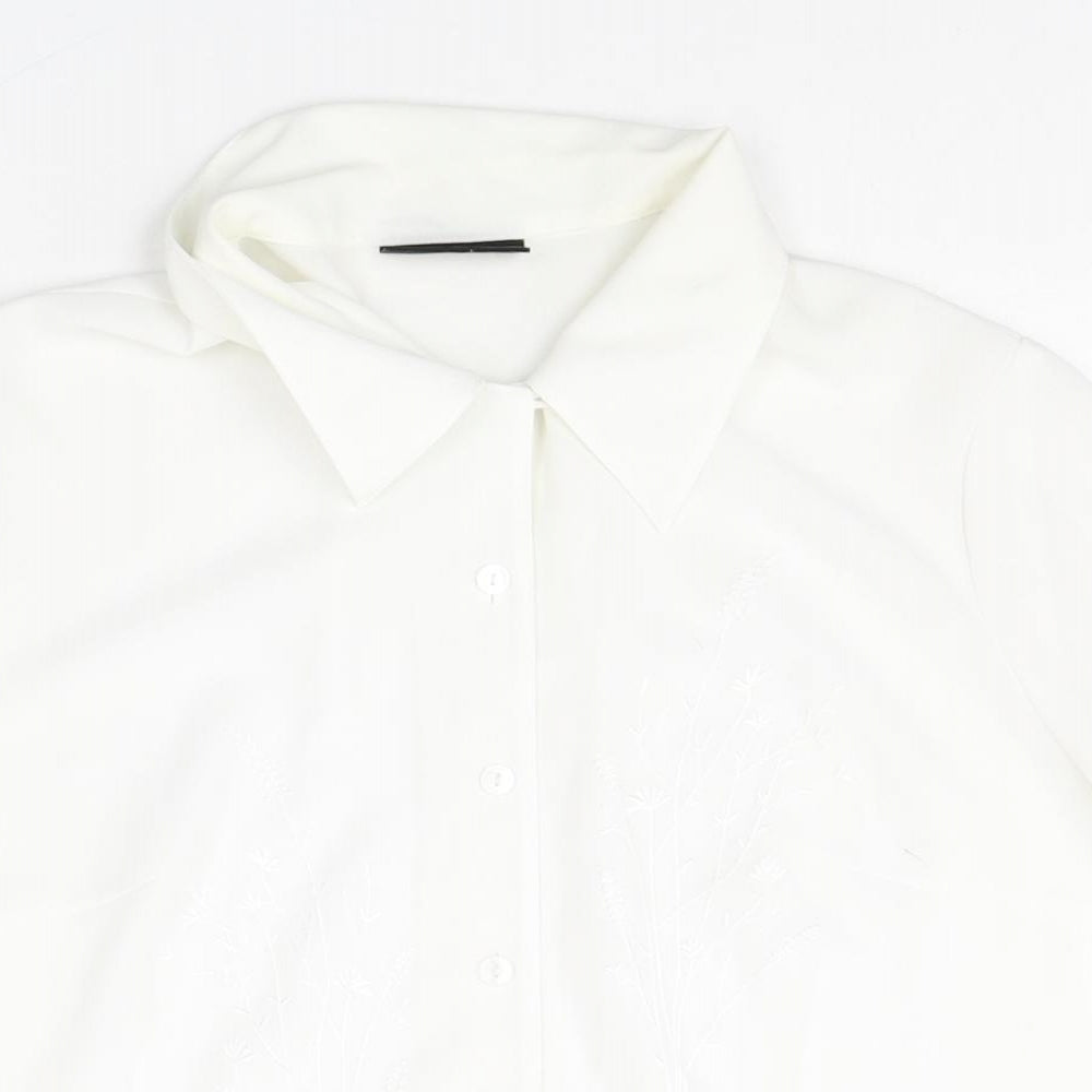 Womens UK Size 12 BHS White Basic Button-Up