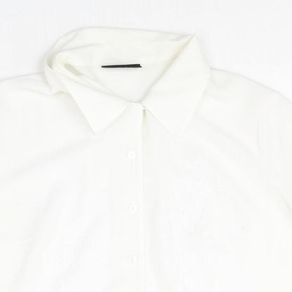 Womens UK Size 12 BHS White Basic Button-Up