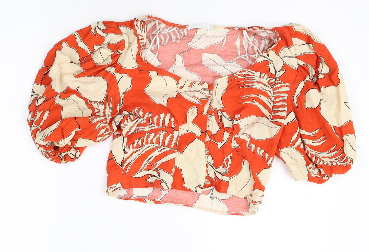 Primark Womens Multicoloured Geometric Viscose Cropped Tank Size 6 Round Neck