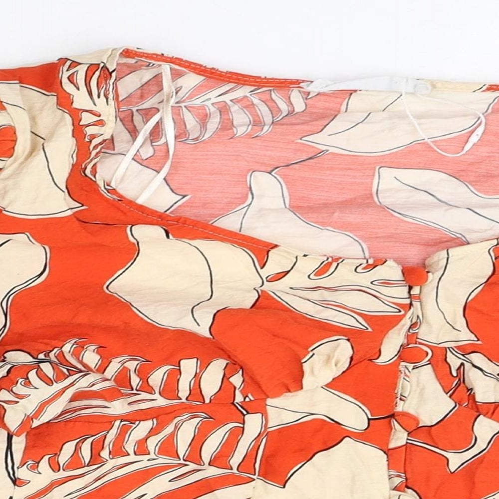 Primark Womens Multicoloured Geometric Viscose Cropped Tank Size 6 Round Neck