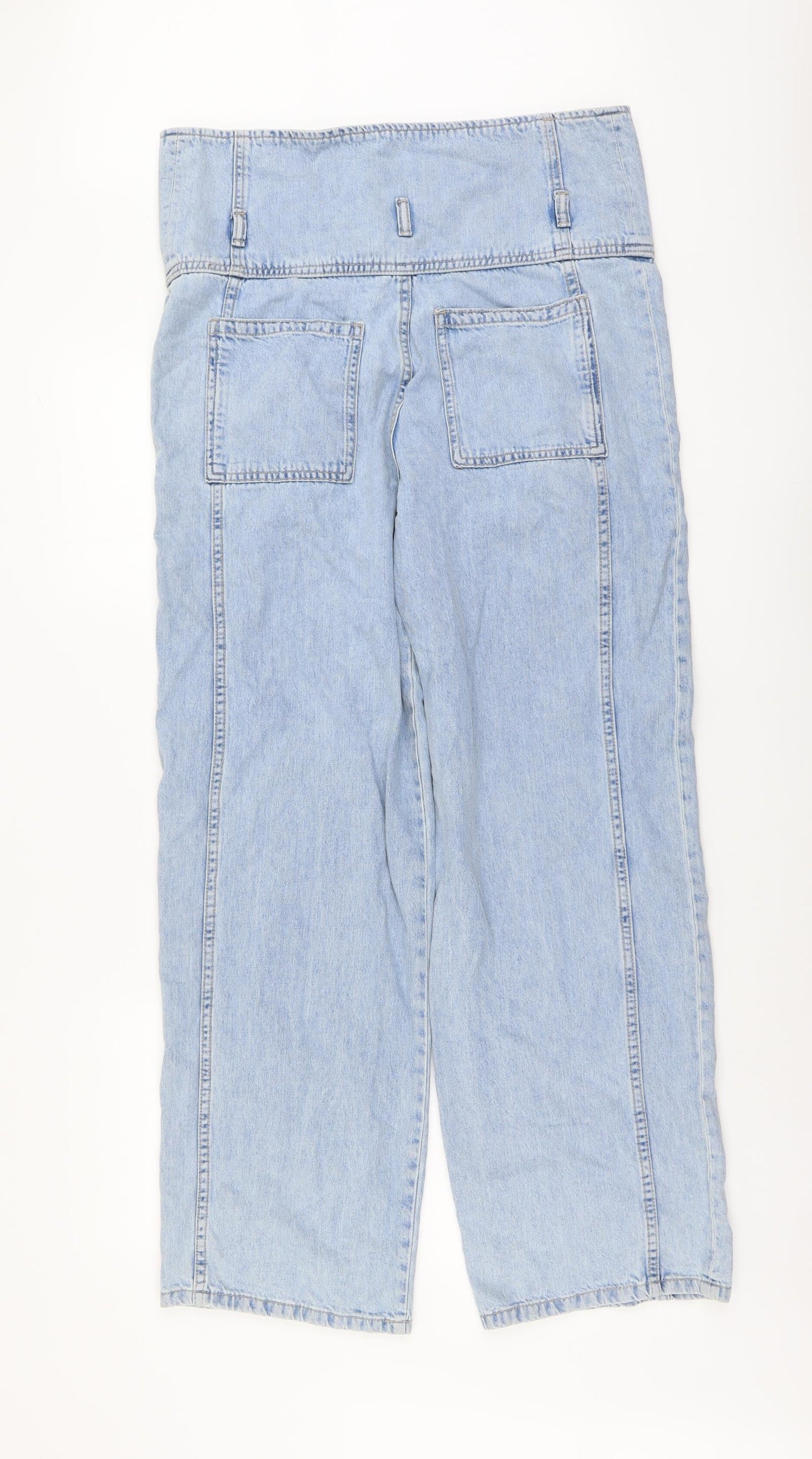 Zara Womens Blue Cotton Straight Jeans Size 4 L29 in Regular