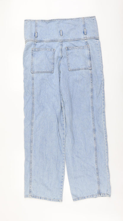 Zara Womens Blue Cotton Straight Jeans Size 4 L29 in Regular