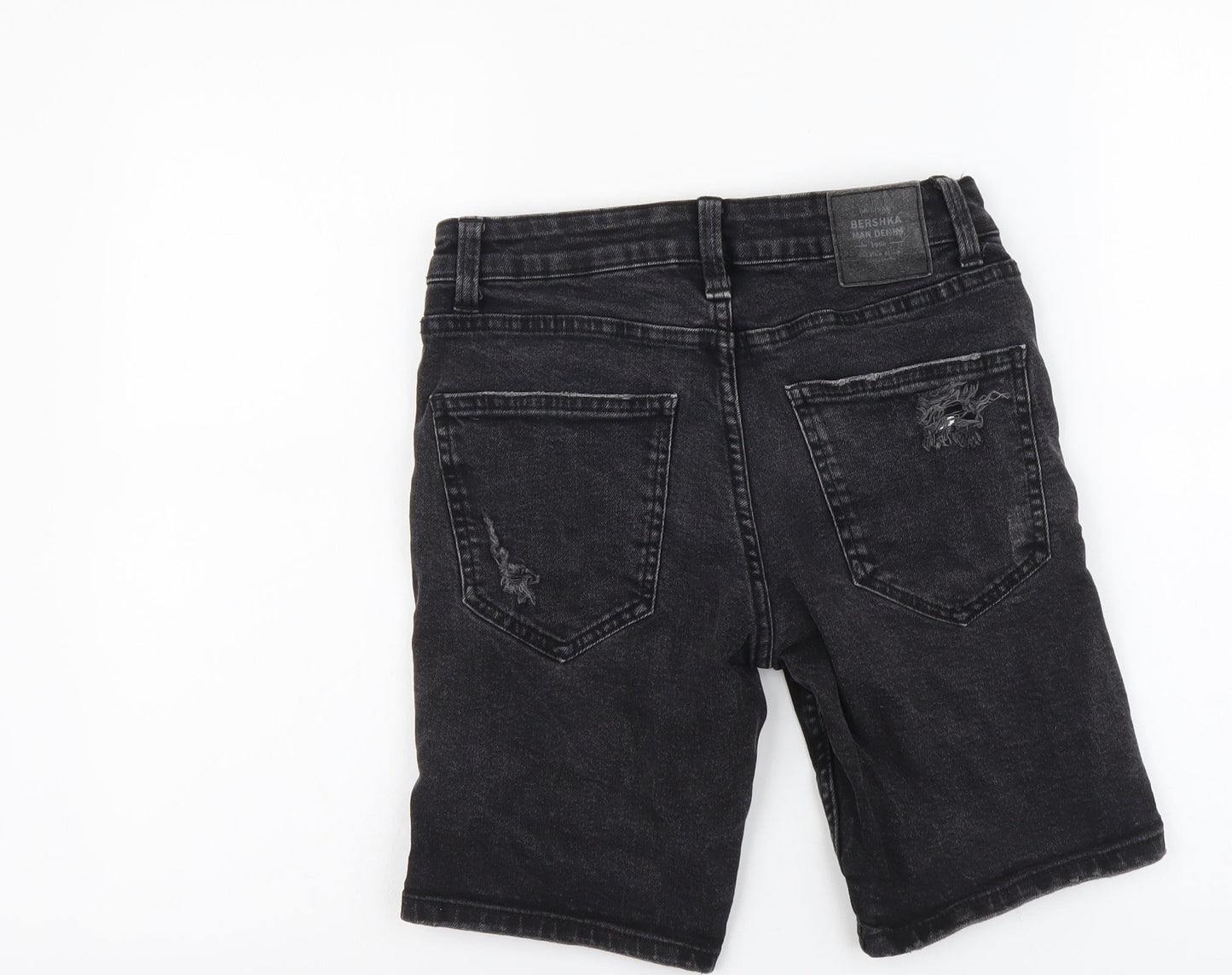 Bershka Womens Black Cotton Skimmer Shorts Size XS L8 in Regular Button - Distressed