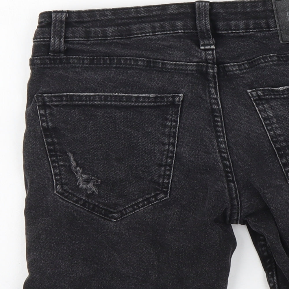 Bershka Womens Black Cotton Skimmer Shorts Size XS L8 in Regular Button - Distressed