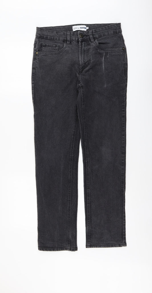 Easy Mens Blue Cotton Straight Jeans Size 30 in L32 in Regular Button