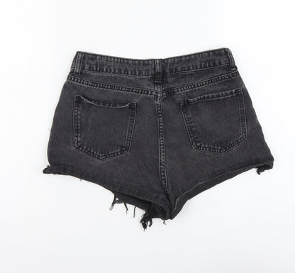 SheIn Womens Black Cotton Cut-Off Shorts Size M L3 in Regular Button