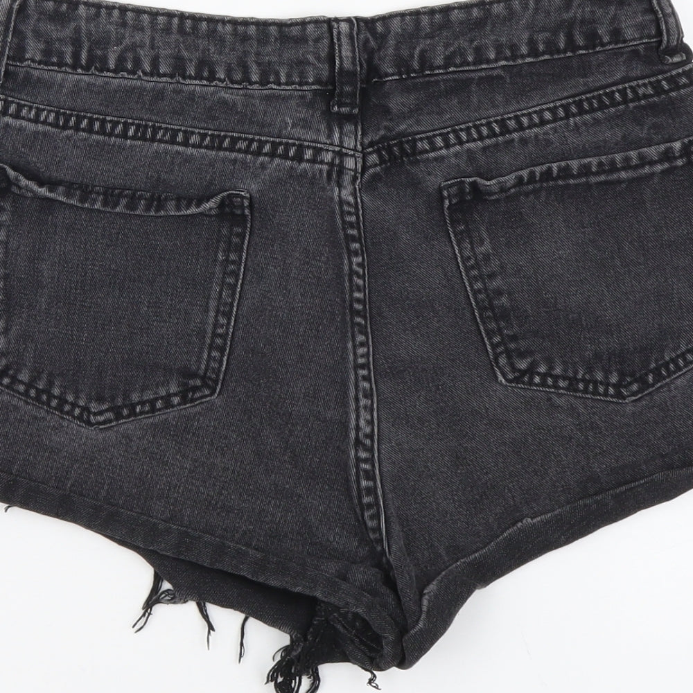 SheIn Womens Black Cotton Cut-Off Shorts Size M L3 in Regular Button