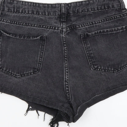 SheIn Womens Black Cotton Cut-Off Shorts Size M L3 in Regular Button