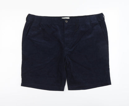 Marks and Spencer Womens Blue Cotton Chino Shorts Size 2XL L9 in Regular Button