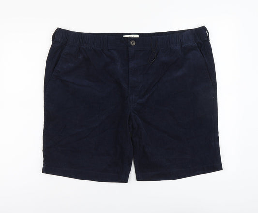 Marks and Spencer Womens Blue Cotton Chino Shorts Size 2XL L9 in Regular Button