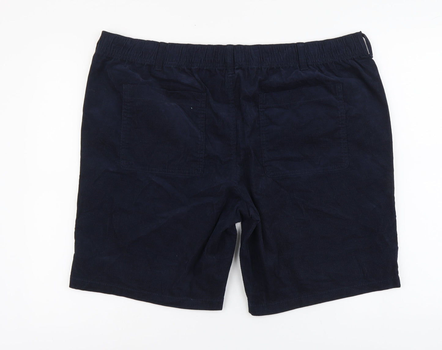 Marks and Spencer Womens Blue Cotton Chino Shorts Size 2XL L9 in Regular Button