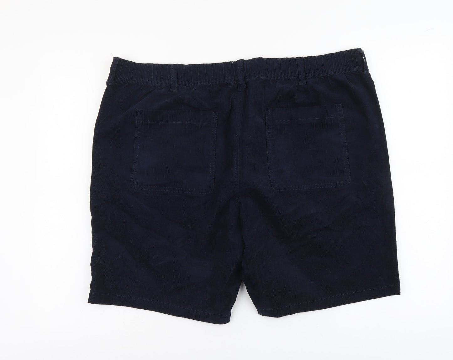 Marks and Spencer Womens Blue Herringbone Cotton Chino Shorts Size 2XL L9 in Regular Button