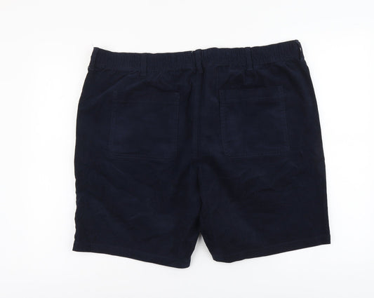 Marks and Spencer Womens Blue Herringbone Cotton Chino Shorts Size 2XL L9 in Regular Button