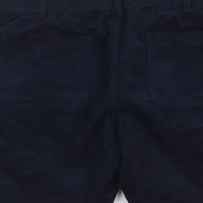 Marks and Spencer Womens Blue Herringbone Cotton Chino Shorts Size 2XL L9 in Regular Button