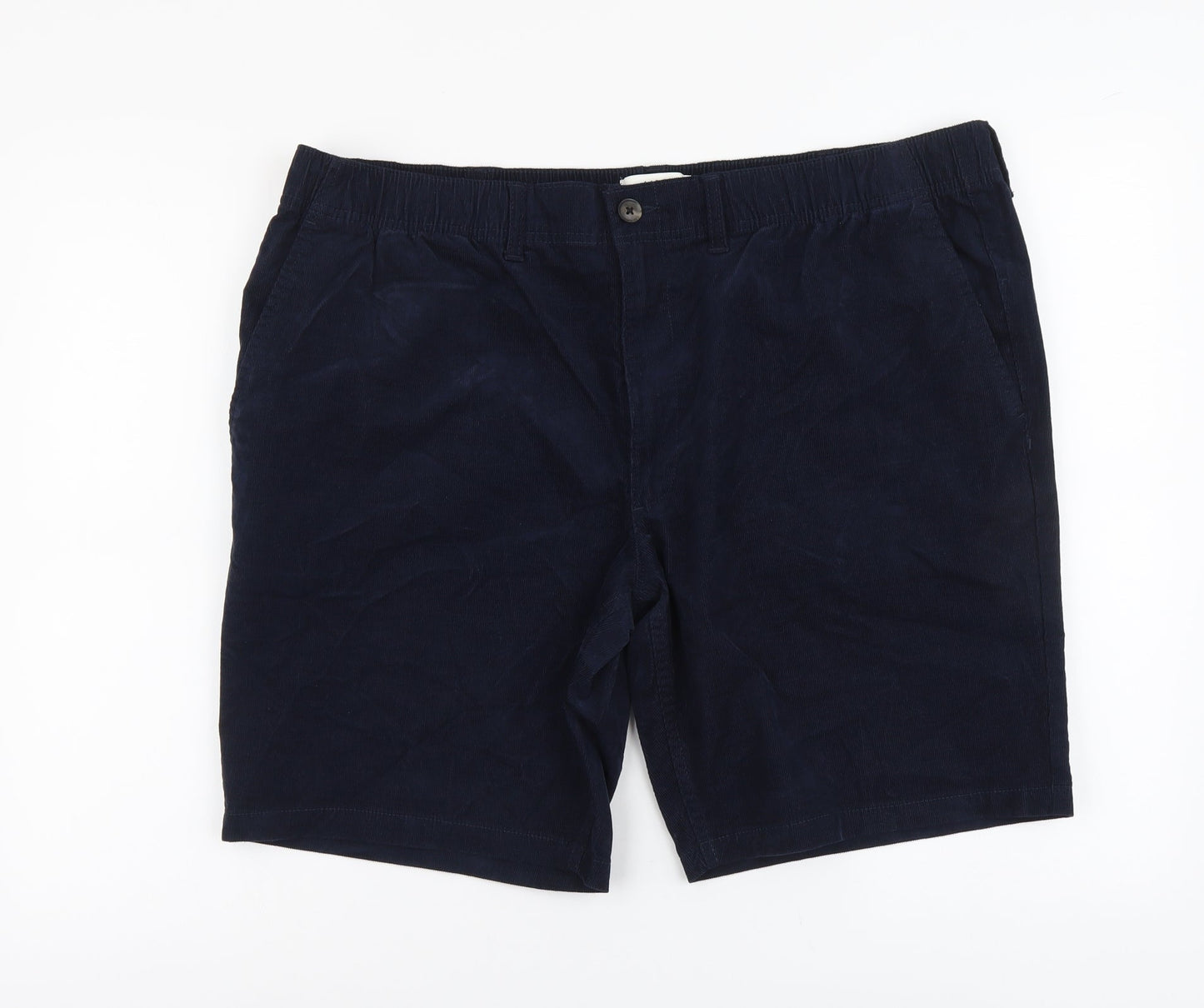 Marks and Spencer Womens Blue Cotton Chino Shorts Size 2XL L9 in Regular Button