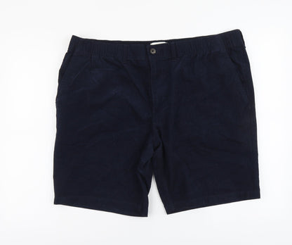Marks and Spencer Womens Blue Cotton Chino Shorts Size 2XL L9 in Regular Button