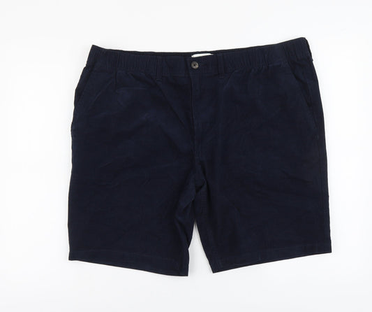 Marks and Spencer Womens Blue Cotton Chino Shorts Size 2XL L9 in Regular Button