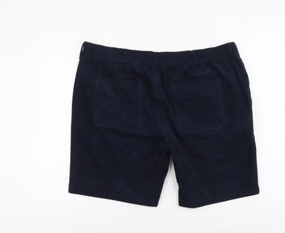 Marks and Spencer Womens Blue Cotton Chino Shorts Size 2XL L9 in Regular Button