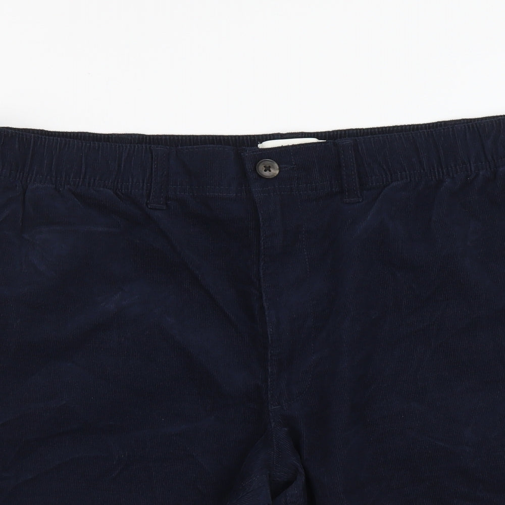 Marks and Spencer Womens Blue Cotton Chino Shorts Size 2XL L9 in Regular Button