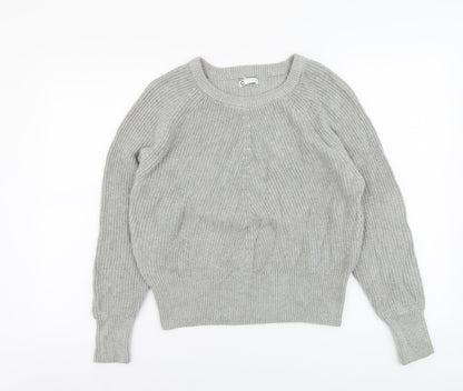 C Womens Grey Round Neck Acrylic Pullover Jumper Size S