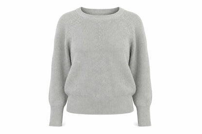 C Womens Grey Round Neck Acrylic Pullover Jumper Size S