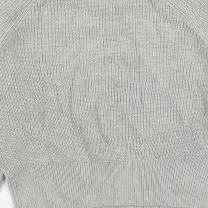 C Womens Grey Round Neck Acrylic Pullover Jumper Size S