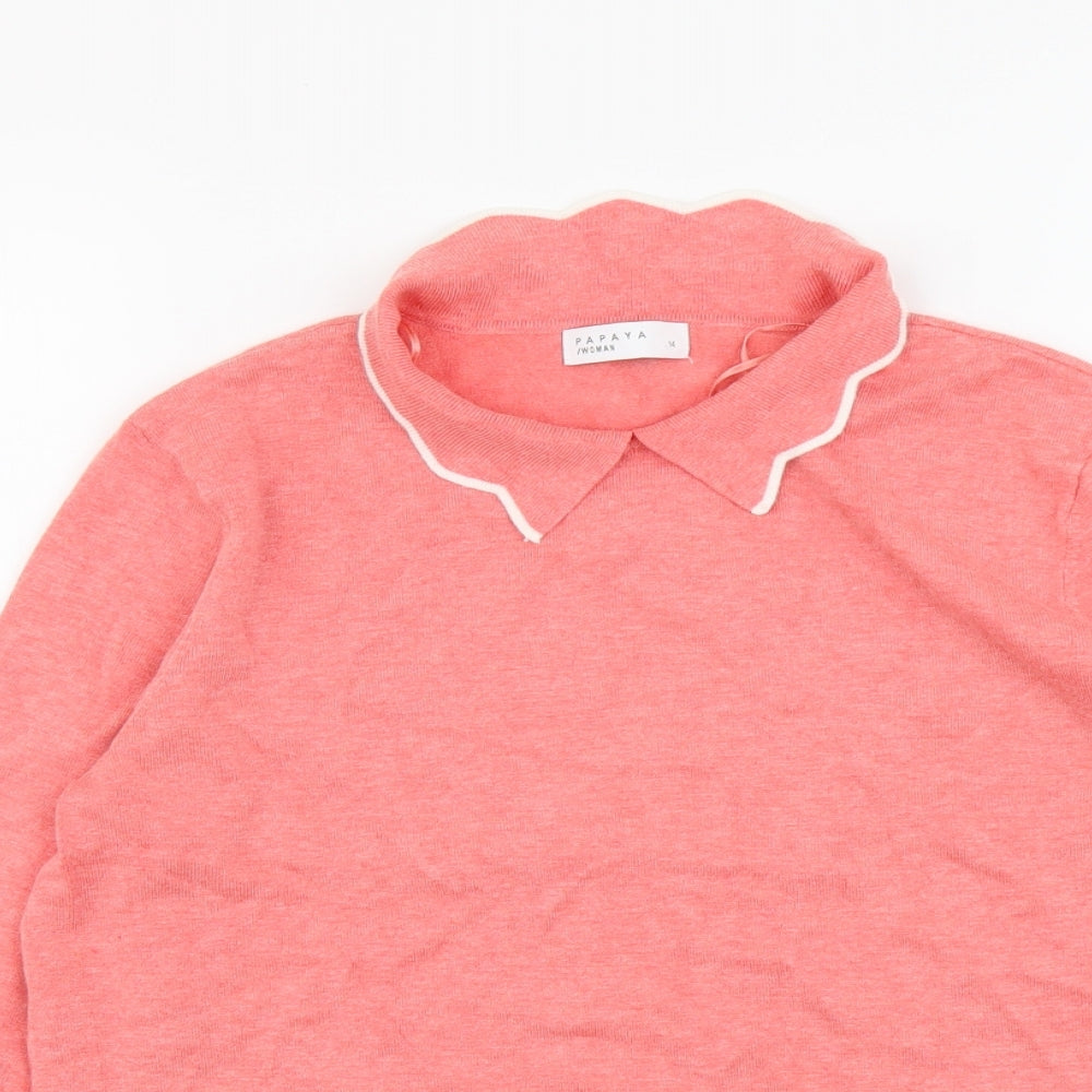 Womens UK Size 14 Papaya Orange Pullover Jumper