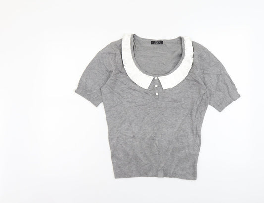 Bonmarché Womens Grey Scoop Neck Viscose Pullover Jumper Size S