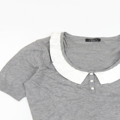 Bonmarché Womens Grey Scoop Neck Viscose Pullover Jumper Size S