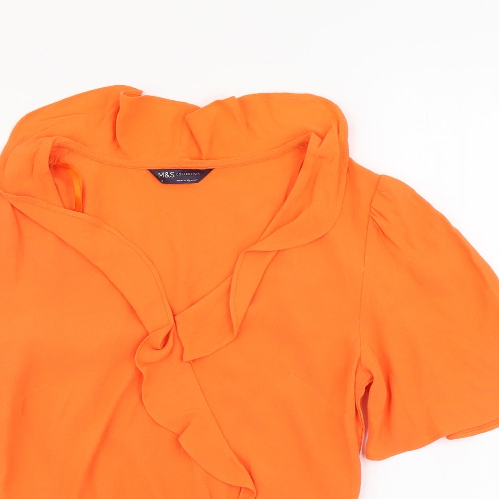 Womens UK Size 6 Marks and Spencer Orange Basic Blouse