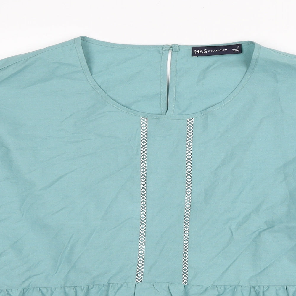Womens UK Size 12 Marks and Spencer Blue Basic Blouse