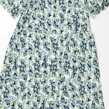Marks and Spencer Womens Multicoloured Floral Viscose A-Line Size 22 Scoop Neck Zip
