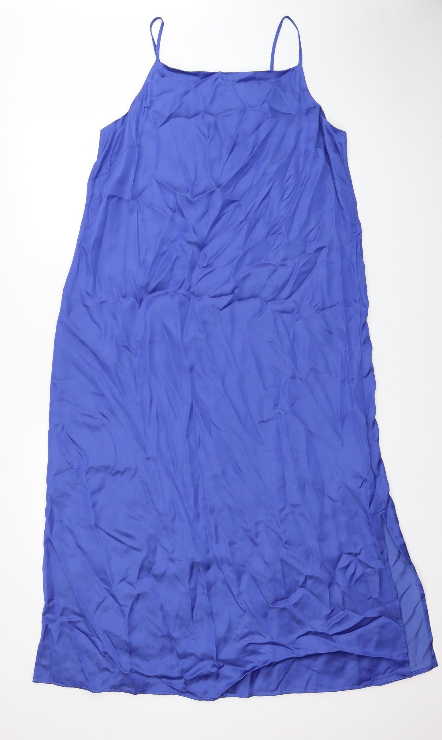 Autograph Womens Blue Polyester Slip Dress Size 14 Scoop Neck Pullover