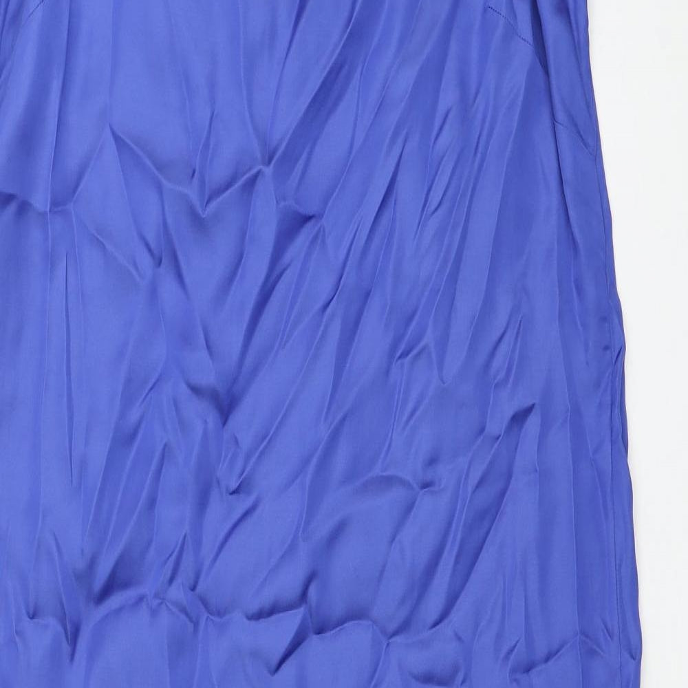 Autograph Womens Blue Polyester Slip Dress Size 14 Scoop Neck Pullover